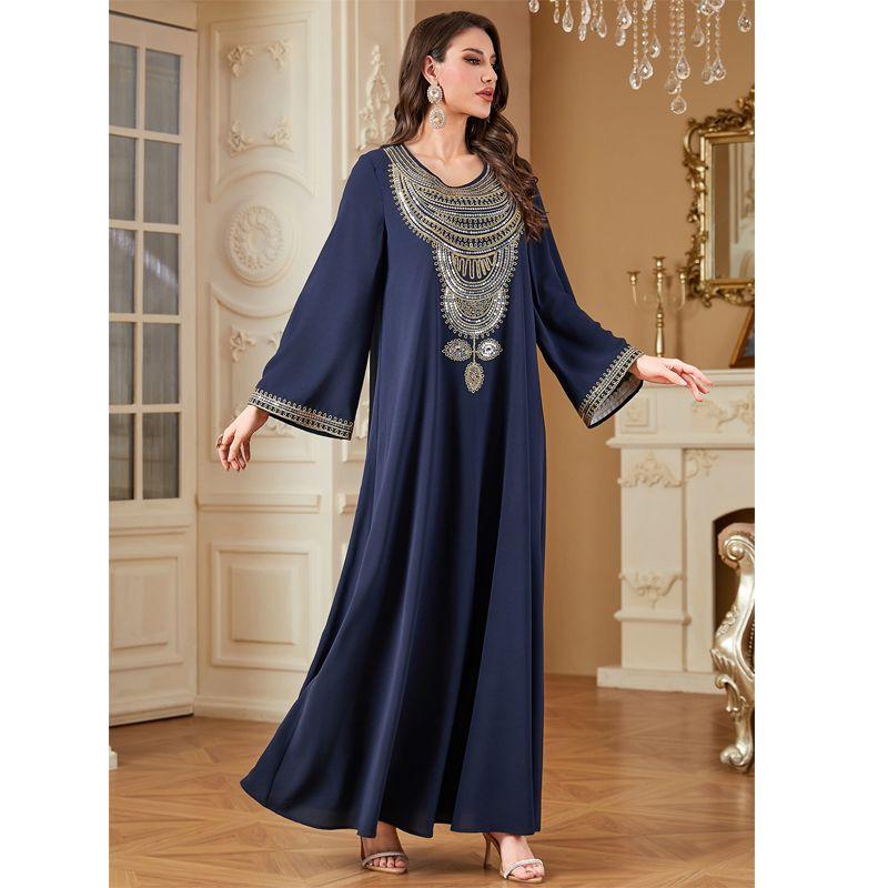 Ближневосточное трансграничное платье Дубай свободного кроя больших размеров с длинным рукавом и вышивкой, арабское однотонное, женская одежда, платье-халат Dark Blue 2XL
Ближневосточное трансграничное платье Дубай свободного кроя больших размеров с длинным рукавом и вышивкой, арабское однотонное, женская одежда, платье-халат Dark Blue 2XL