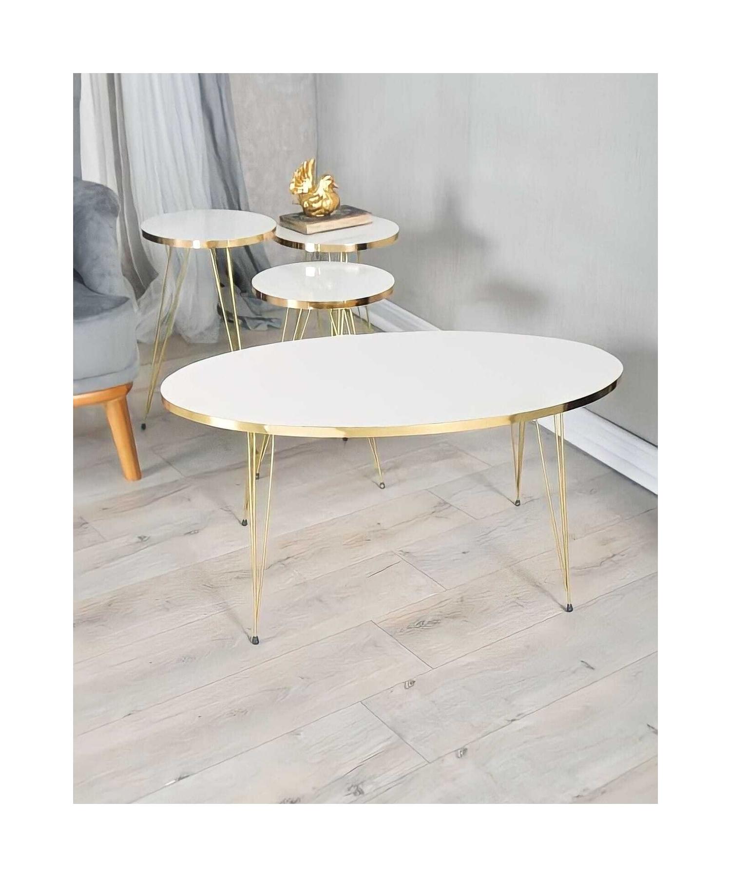 Nesting Table And Center Table White Set Wire Leg 
Nesting Table And Center Table White Set Wire Leg
