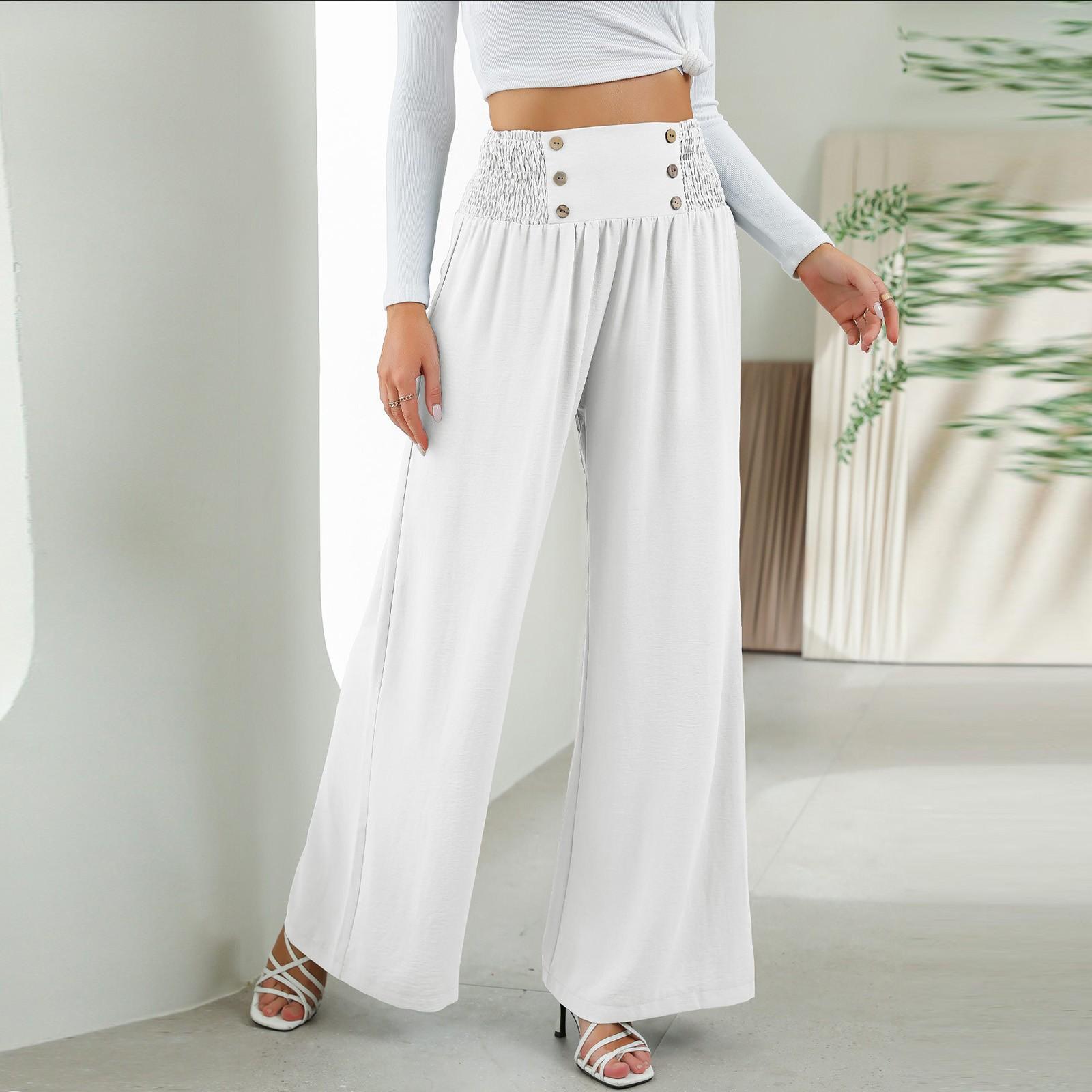 Ladies Color Fashion Elastic Waist High Waist Wide Leg Pants Casual Pants L білий
Ladies Color Fashion Elastic Waist High Waist Wide Leg Pants Casual Pants L білий