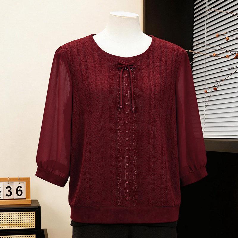 Chic Mom s Spring Patchwork Round Neck Top: 2026 Elegant Style T-shirt 3XL (120-135 jin) вина червоного кольору
Chic Mom s Spring Patchwork Round Neck Top: 2026 Elegant Style T-shirt 3XL (120-135 jin) вина червоного кольору