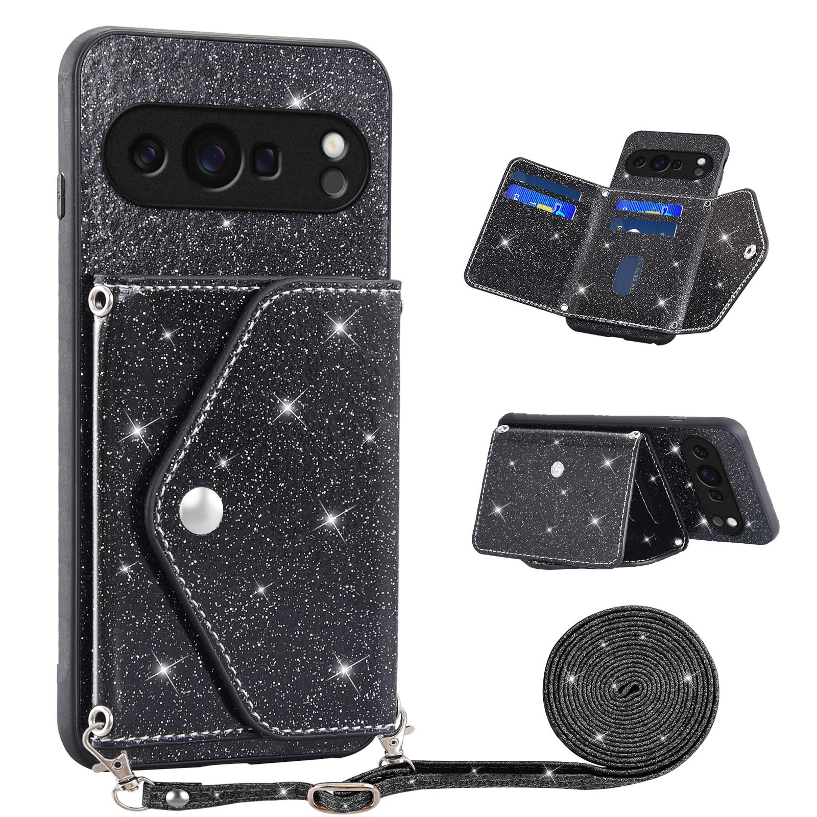 For Google Pixel 9 Pro XL Case Card Holder Kickstand PU Leather + TPU Glitter Phone Cover with Shoulder Strap
For Google Pixel 9 Pro XL Case Card Holder Kickstand PU Leather + TPU Glitter Phone Cover with Shoulder Strap