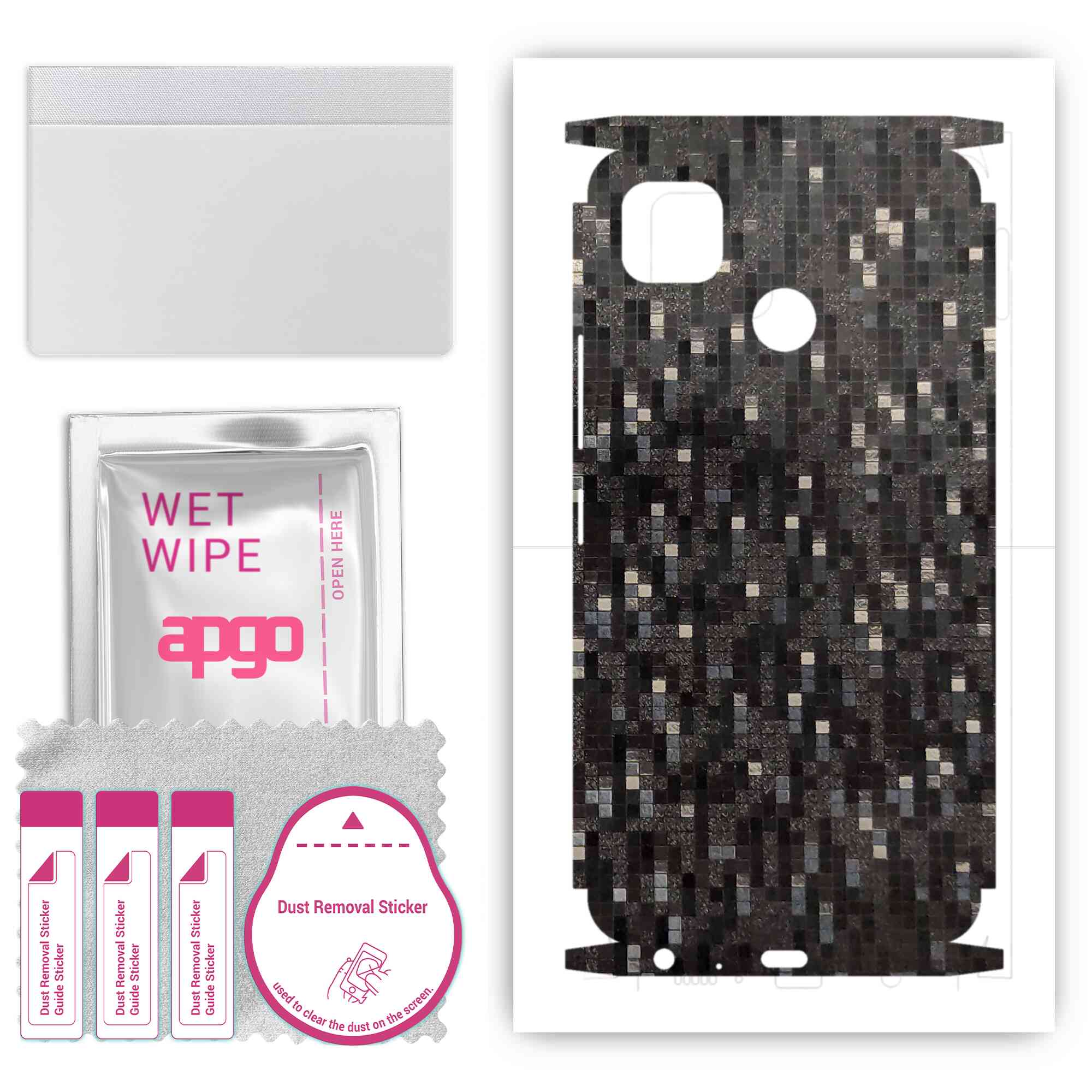 apgo Protective Skin Sticker for the back+sides compatible with Tecno Pop 4, Full Wrap Film, Foil, Vinyl - Pattern Carbon Black Pixel
apgo Protective Skin Sticker for the back+sides compatible with Tecno Pop 4, Full Wrap Film, Foil, Vinyl - Pattern Carbon Black Pixel