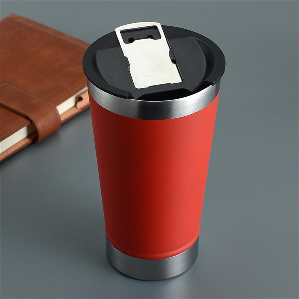 473 мл Пивная кружка Термокружка с открывалкой для бутылок Горячая Холодная Пивная кружка 304 Нержавеющая сталь Термос Дорожная вакуумная фляга Изолированная кружка