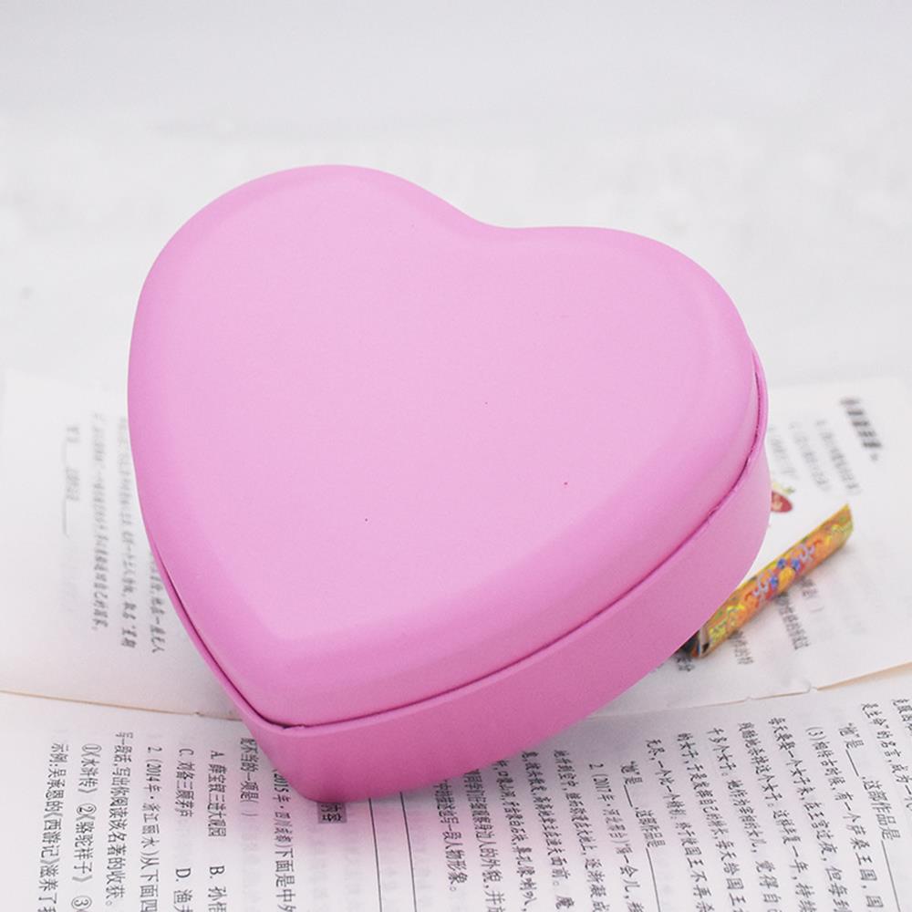 1 шт. шкатулка для украшений в форме сердца, подарочная коробка для хранения, жестяная коробка, футляры для конфет, таблетниц, прочные многофункциональные портативные мини-жестяные коробки розовый