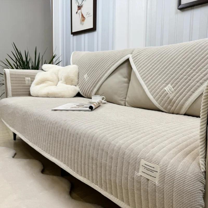 Зимняя теплая домашняя диванная подушка, новая минималистичная плюшевая утолщенная подушка для сиденья, противоскользящая всесезонная универсальная ткань для дивана 90x90cm