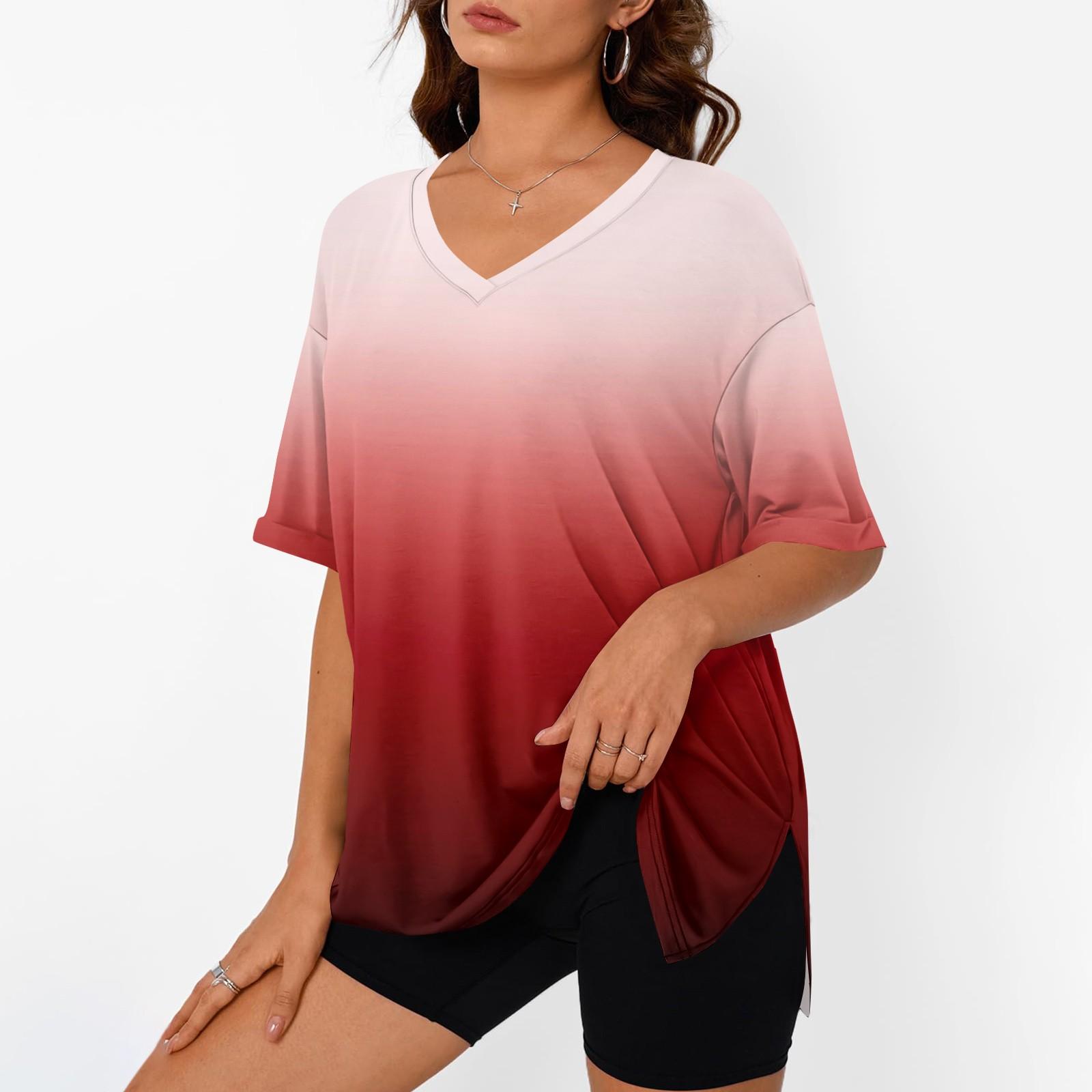 Женские летние повседневные топы с принтом, футболки больших размеров, рубашки с V-образным вырезом и коротким рукавом, повседневные свободные топы XL винный
Женские летние повседневные топы с принтом, футболки больших размеров, рубашки с V-образным вырезом и коротким рукавом, повседневные свободные топы XL винный