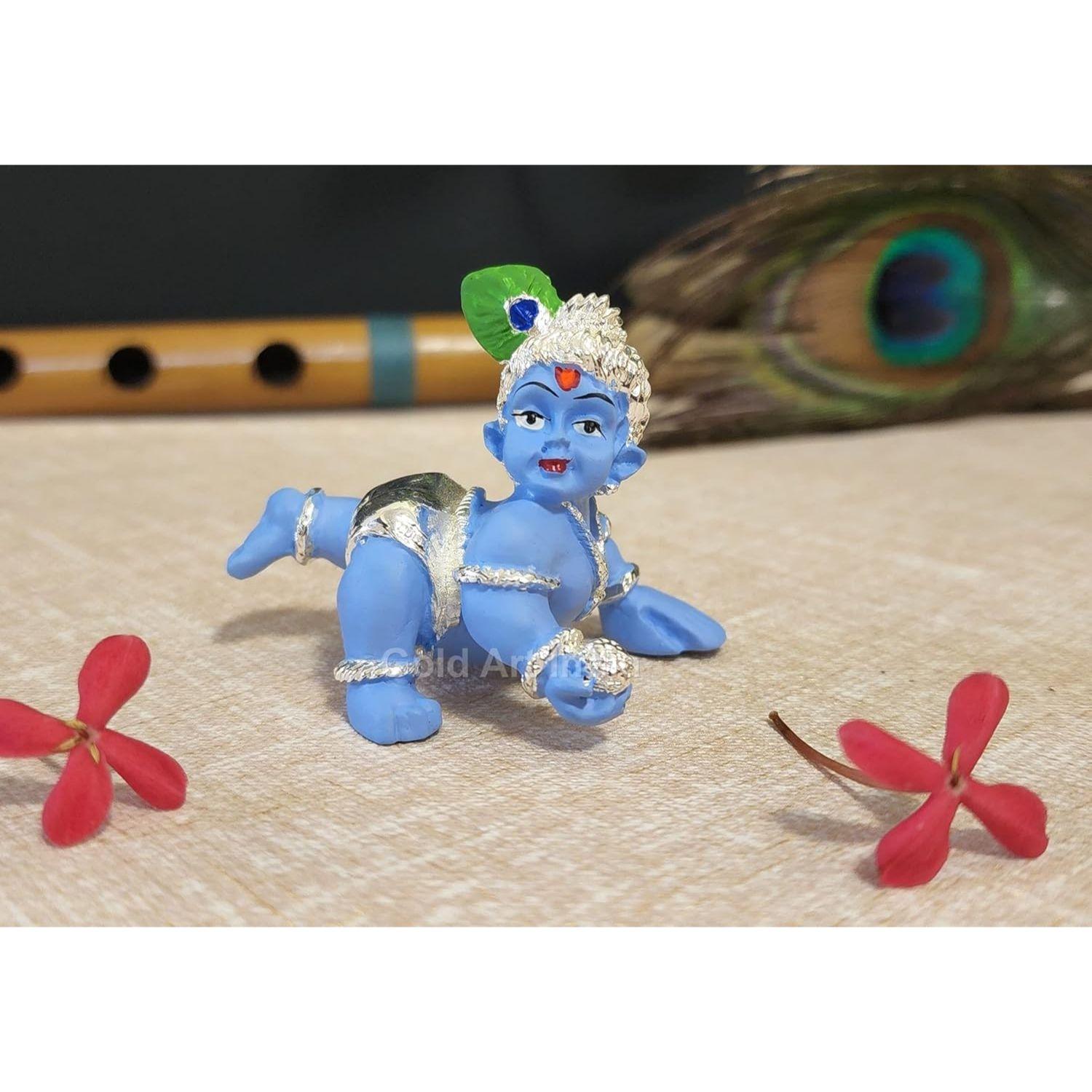 India Silver Plated Laddu Gopal Idol with Blue Terracotta Lord Krishna/Bal Gopal/Thakur Ji ashtdhatu Murti Gopal ji Janmashtami Special
India Silver Plated Laddu Gopal Idol with Blue Terracotta Lord Krishna/Bal Gopal/Thakur Ji ashtdhatu Murti Gopal ji Janmashtami Special