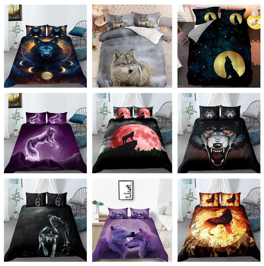 Комплект постельного белья с 3D волком, пододеяльник с животными, 2/3 шт., одинарный/двойной, AU180 * 210, полноразмерный, мягкий, моющийся, для комнаты для мальчиков, роскошный домашний текстиль, подарок на день рождения