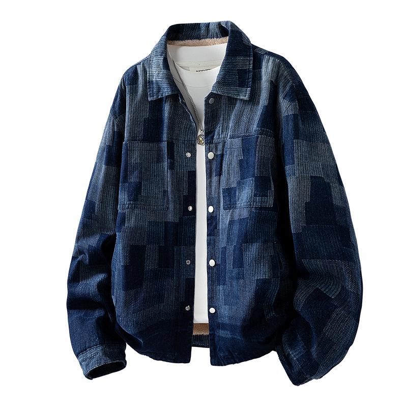 Men s Autumn/Winter Plaid Loose Denim Jacket with Velvet Lining M
Men s Autumn/Winter Plaid Loose Denim Jacket with Velvet Lining M