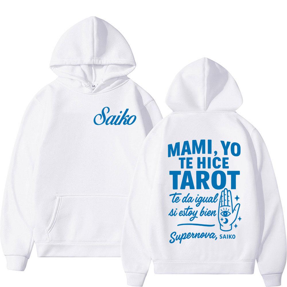 Rapper Saiko Mami Yo Te Hice Tarot Letters Graphic Hoodie Tops Men Women Vintage Aesthetic Hoodies Loose Long Sleeve Sweatshirts 3XL
Rapper Saiko Mami Yo Te Hice Tarot Letters Graphic Hoodie Tops Men Women Vintage Aesthetic Hoodies Loose Long Sleeve Sweatshirts 3XL