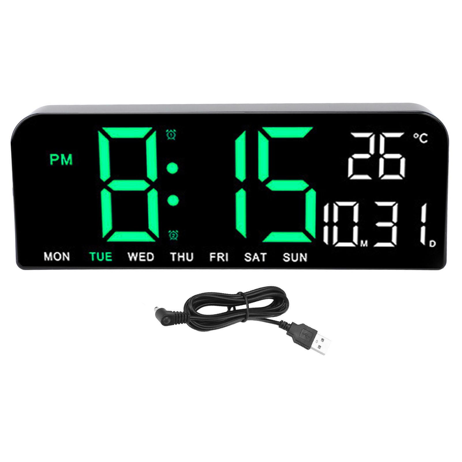 Digital Alarm Clock Large LED Display Desk Wall Clock with Temperature Date Week Display Adjustable зелений
Digital Alarm Clock Large LED Display Desk Wall Clock with Temperature Date Week Display Adjustable зелений