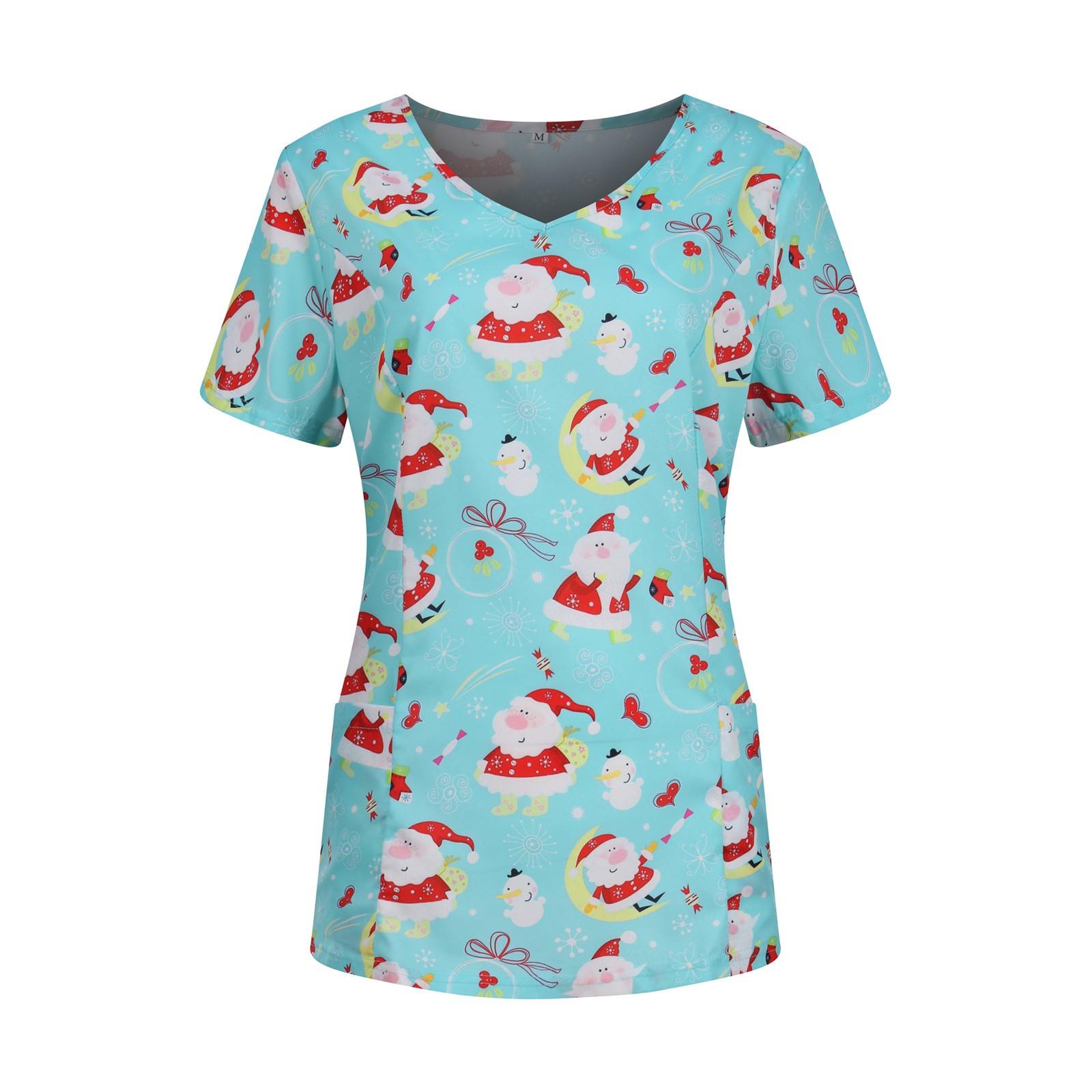 Женская рабочая одежда с короткими рукавами и рождественским принтом с v-образным вырезом и карманной рабочей одеждой
Женская рабочая одежда с короткими рукавами и рождественским принтом с v-образным вырезом и карманной рабочей одеждой