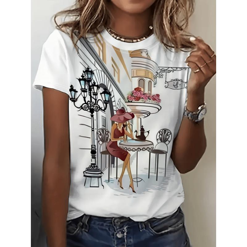 Graphic printed T-shirt, short-sleeved round neck casual top, summer and spring, women s clothing-188 positioning S
Graphic printed T-shirt, short-sleeved round neck casual top, summer and spring, women s clothing-188 positioning S