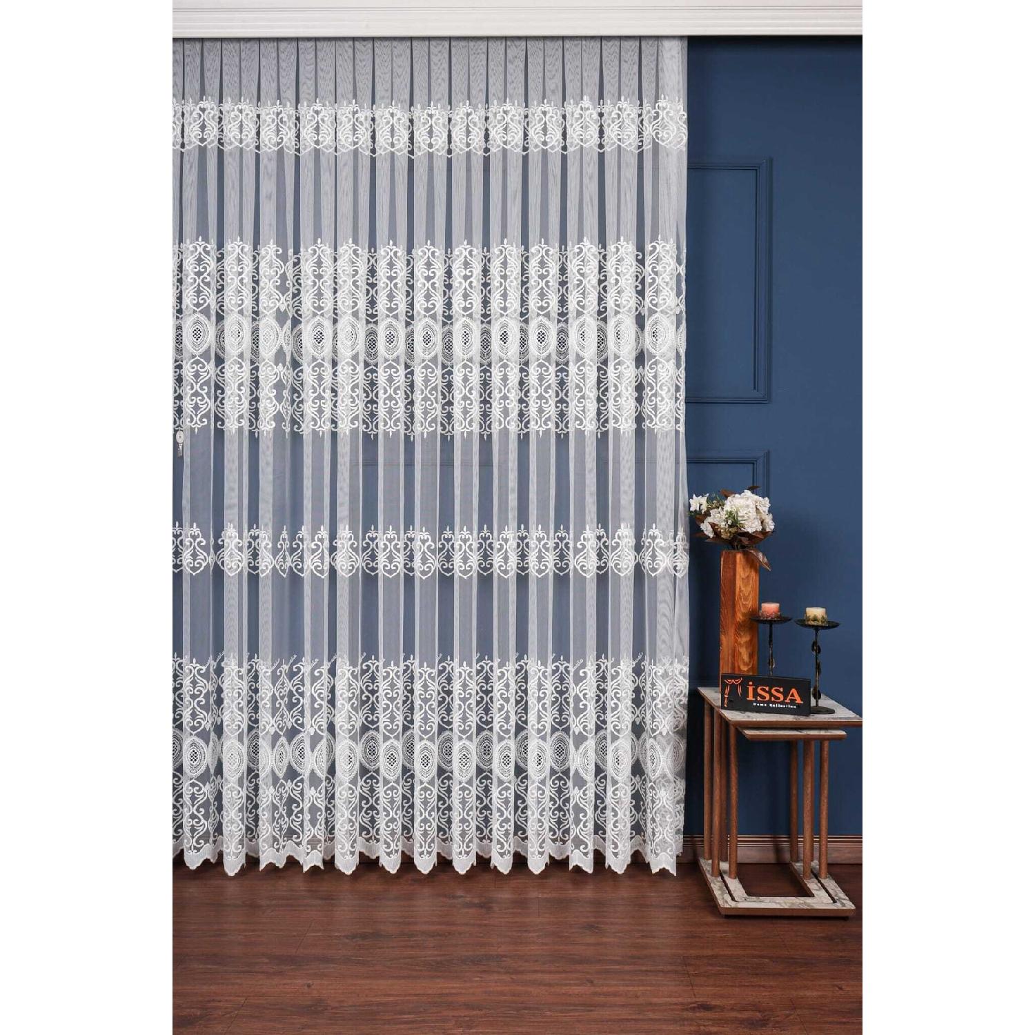 Занавес из тюля Crown Issa с вышивкой Brode Medium Battle 1/2.5 100 x 250 белый