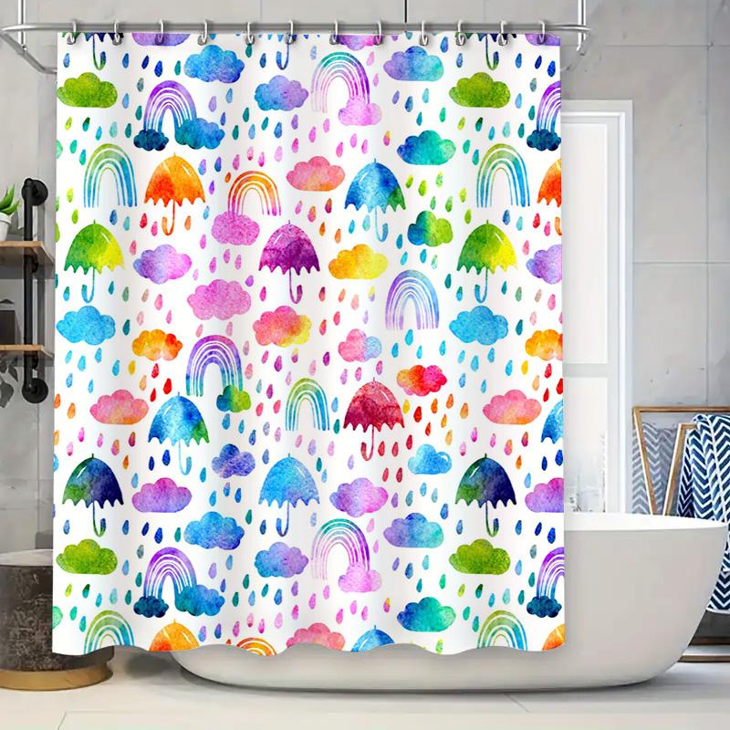 Watercolor Umbrella Rainbows Showers Curtain, Bathroom Decorate Waterproof Fabric Bath Towel Set Multicolored Pattern For Home D W60H190(CM)-1 Pcs
Watercolor Umbrella Rainbows Showers Curtain, Bathroom Decorate Waterproof Fabric Bath Towel Set Multicolored Pattern For Home D W60H190(CM)-1 Pcs