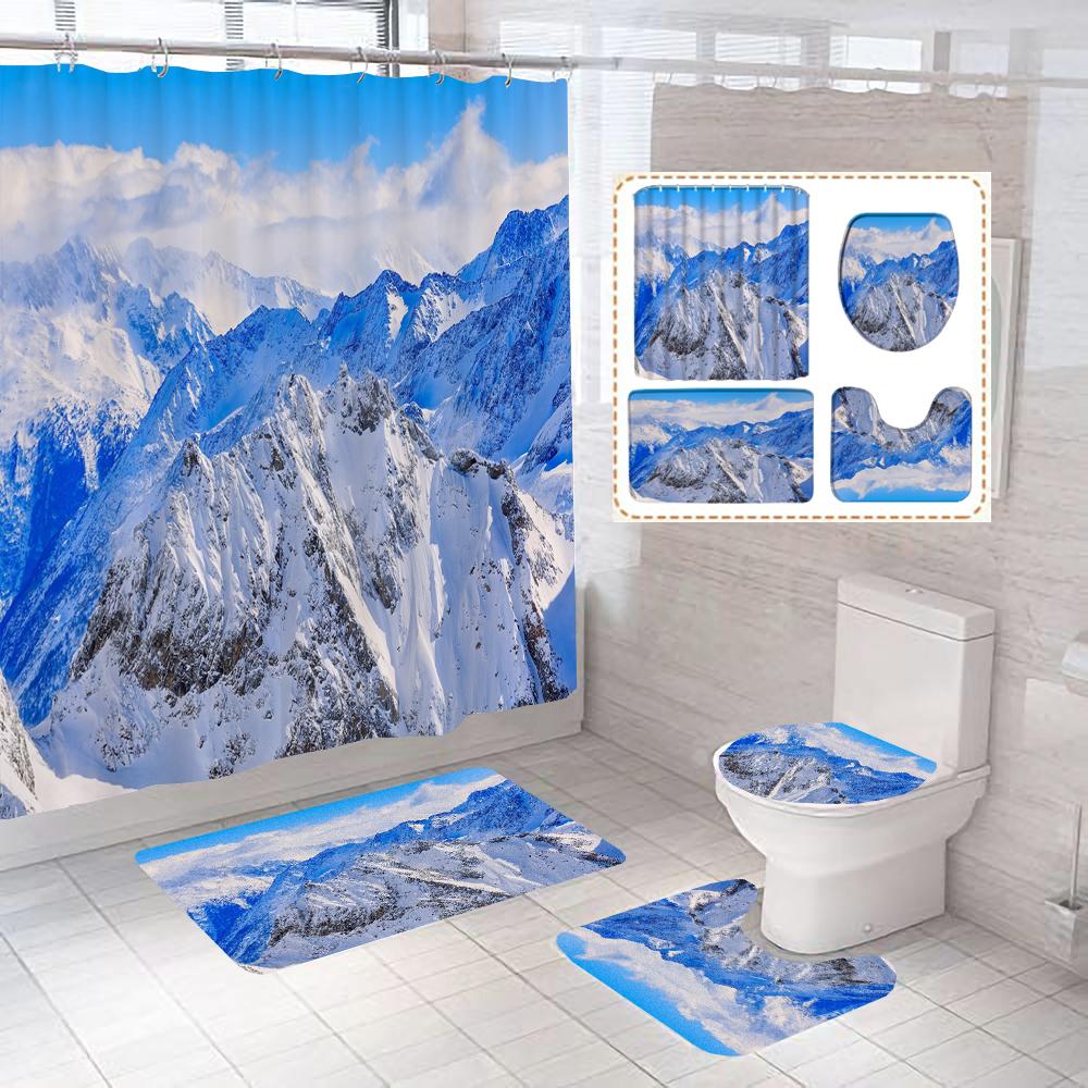 Shower Curtain Set Natural Snow Mountain Scenery Printing Bathroom Curtains With Toilet Lid Cover Bath Mat Home Decoration W60H190(CM)-1 Pcs
Shower Curtain Set Natural Snow Mountain Scenery Printing Bathroom Curtains With Toilet Lid Cover Bath Mat Home Decoration W60H190(CM)-1 Pcs