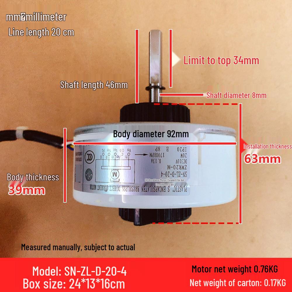 SN-ZL-D-20-4 Compatible for Yangzi Air Conditioner Indoor DC Fan Motor ZWR20-M, Brand New 20W Copper Wire
SN-ZL-D-20-4 Compatible for Yangzi Air Conditioner Indoor DC Fan Motor ZWR20-M, Brand New 20W Copper Wire