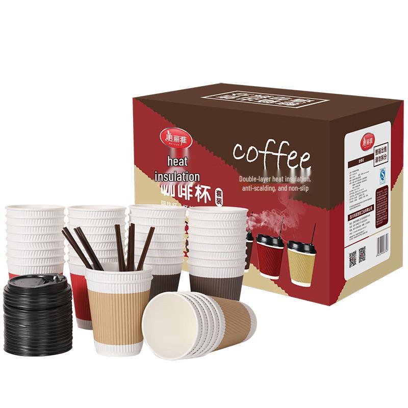 MARYYA 12oz Thickened Disposable Coffee Cups with Lids & Stirrers
MARYYA 12oz Thickened Disposable Coffee Cups with Lids & Stirrers