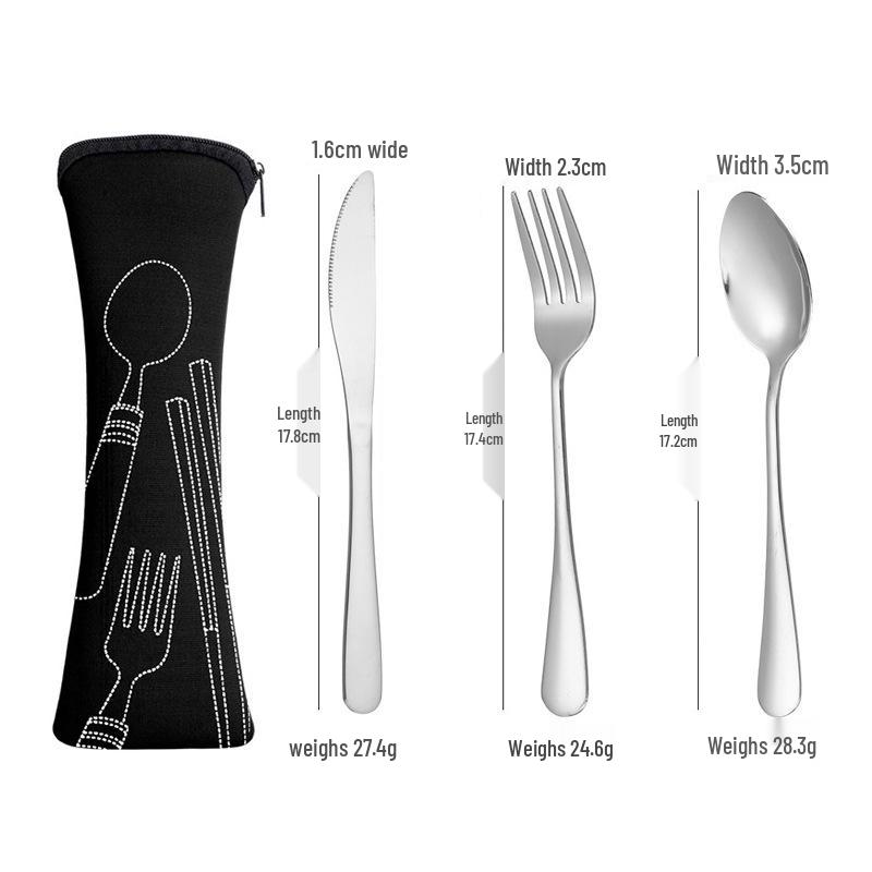 Портативный набор столовых приборов из нержавеющей стали: Нож для стейка, вилка, ложка с креативным тканевым мешочком - подарочный набор из 3 предметов
Портативный набор столовых приборов из нержавеющей стали: Нож для стейка, вилка, ложка с креативным тканевым мешочком - подарочный набор из 3 предметов