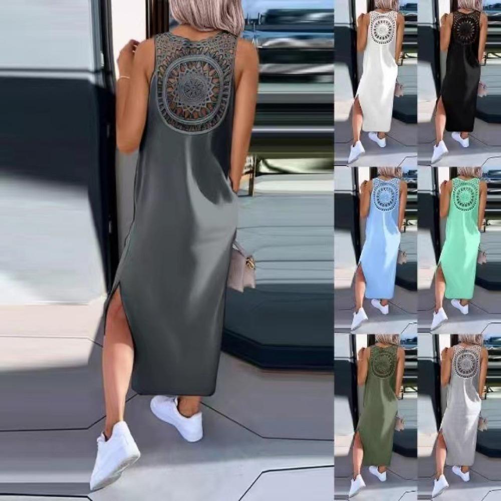 European and American Style Foreign Trade Women s Lace Hollow Out Suspender Dress Sleeveless Slit Vest Skirt Knee Length Skirt Summer 4XL світло-сірого кольору
European and American Style Foreign Trade Women s Lace Hollow Out Suspender Dress Sleeveless Slit Vest Skirt Knee Length Skirt Summer 4XL світло-сірого кольору
