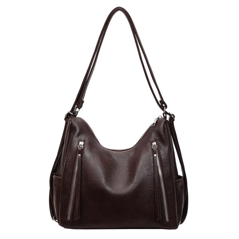 Мягкая кожа Большая вместимость Сумка через плечо Женская сумка для поездок Кроссбоди Винтажная сумка-тоут кофейный