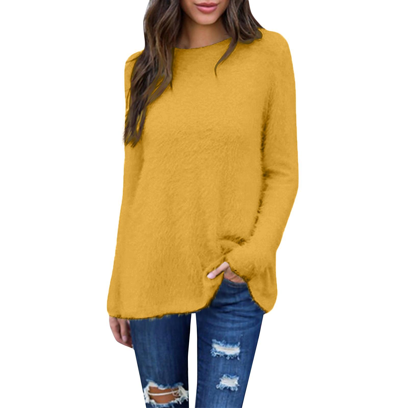 Женский модный свитер свободного кроя с круглым вырезом и длинными рукавами, повседневный однотонный топ XXL жёлтый
Женский модный свитер свободного кроя с круглым вырезом и длинными рукавами, повседневный однотонный топ XXL жёлтый