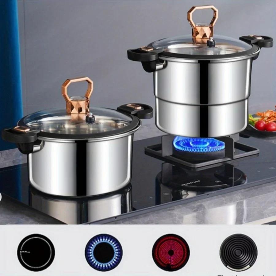 Micro pressure pot 304 stainless steel thickened soup pot household double ear bottle soup pot thickened composite bottom
Micro pressure pot 304 stainless steel thickened soup pot household double ear bottle soup pot thickened composite bottom