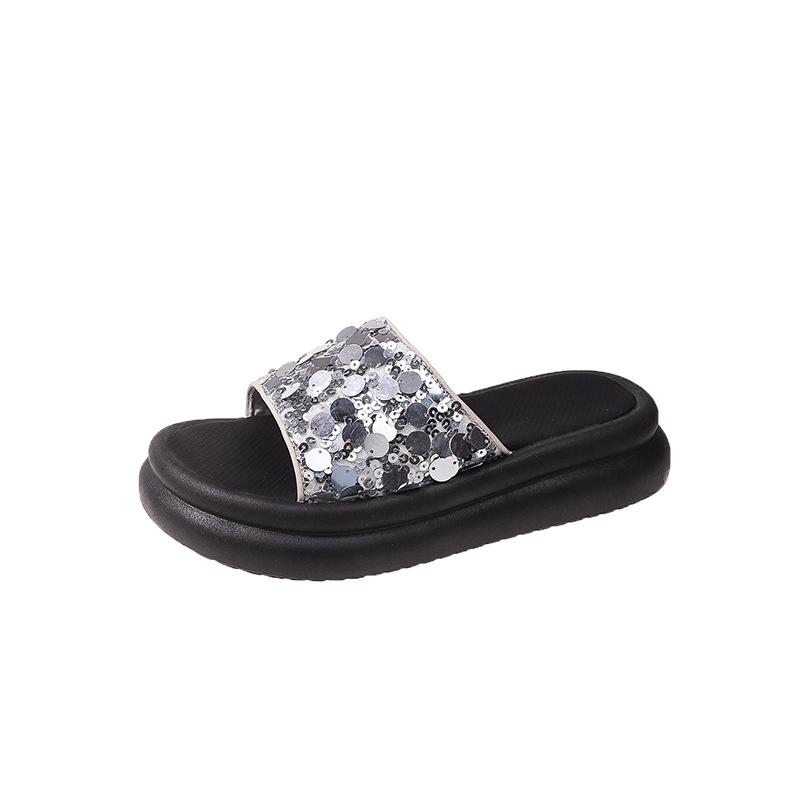 Women Fashion Sequins Slippers Summer Thick Bottom Open Toe Beach Sandals Korean Style Lightweight Comfortable Outside Shoes 35
Women Fashion Sequins Slippers Summer Thick Bottom Open Toe Beach Sandals Korean Style Lightweight Comfortable Outside Shoes 35