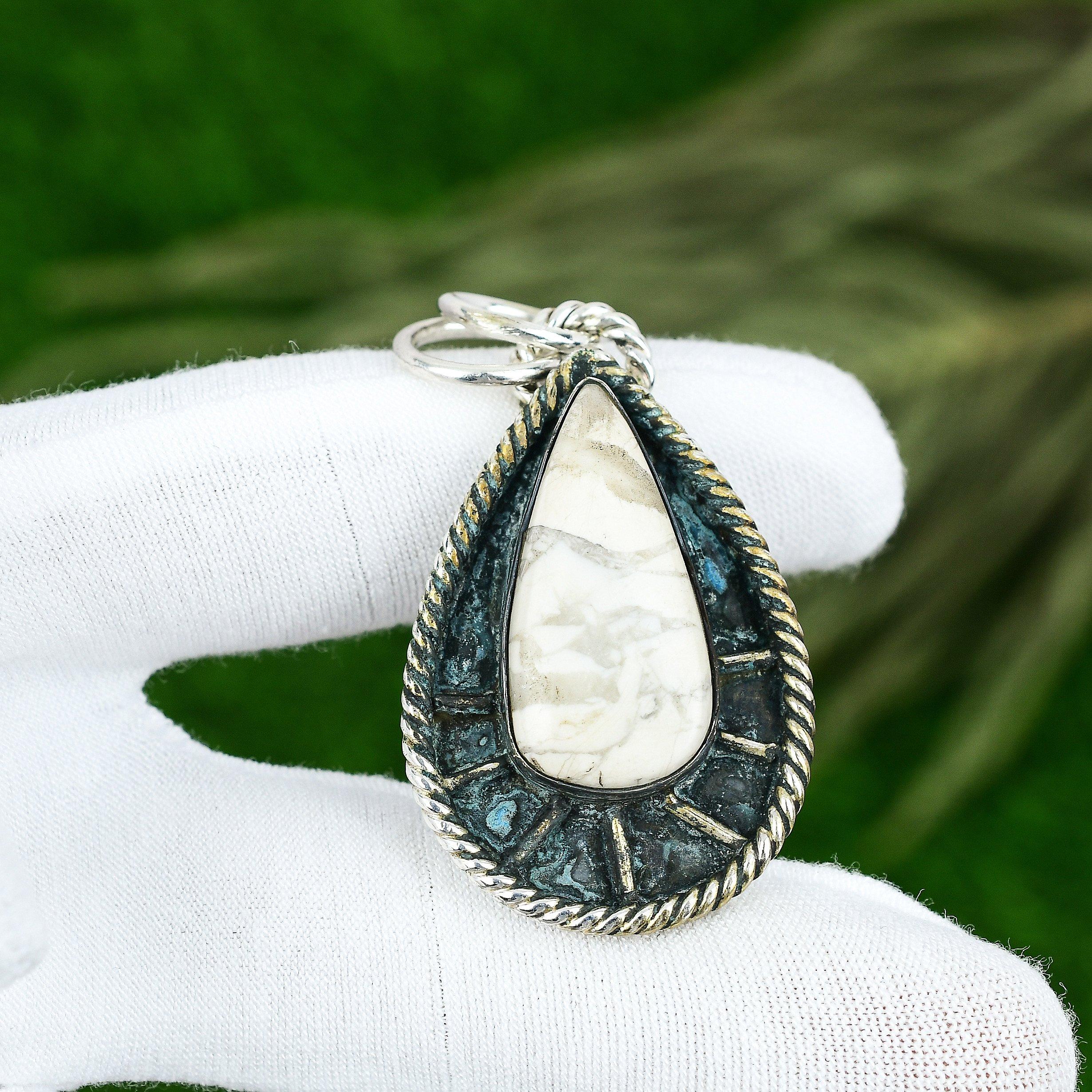 Sterling Silver Crown Chakra Natural Howlite Bezel Handcrafted Pendant Jewelry
Sterling Silver Crown Chakra Natural Howlite Bezel Handcrafted Pendant Jewelry