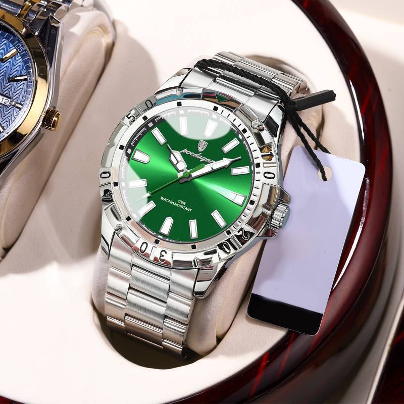 Swiss Luxury Mens Watch Quartz Luminous Calendar For Casual Wear Silver Green
Swiss Luxury Mens Watch Quartz Luminous Calendar For Casual Wear Silver Green