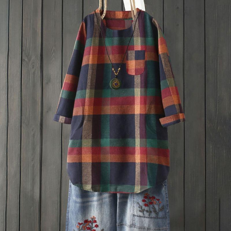 Spring and Summer Long-sleeved Loose Plaid Shirt Mid-length Plus Size Women s T-shirt XS кавовий
Spring and Summer Long-sleeved Loose Plaid Shirt Mid-length Plus Size Women s T-shirt XS кавовий