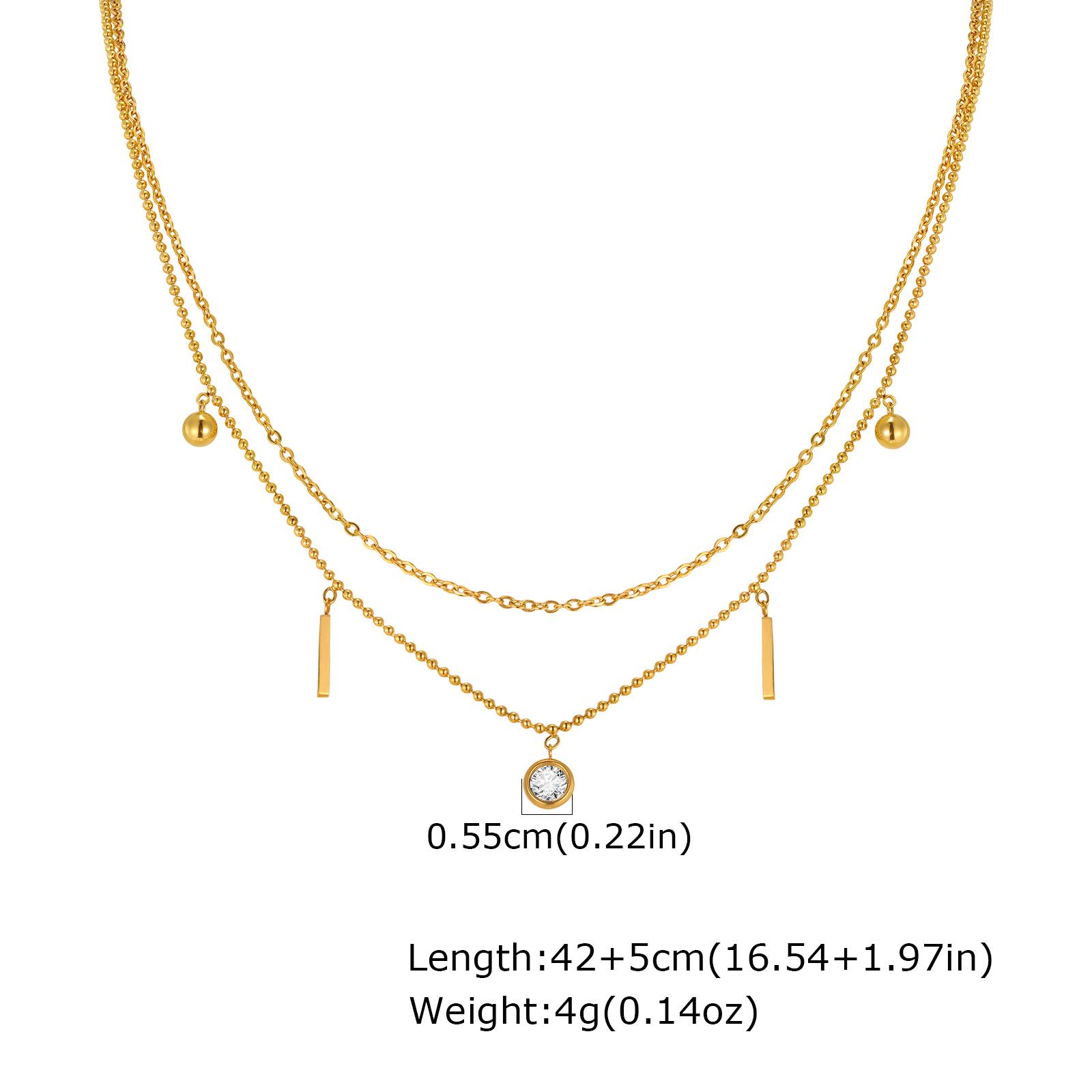 Trendy Stainless Steel Zircon Double-Layer Necklace, Gold Plated Beads Chain Charm Necklace, Luxury Delicate Jewelry for Women
Trendy Stainless Steel Zircon Double-Layer Necklace, Gold Plated Beads Chain Charm Necklace, Luxury Delicate Jewelry for Women
