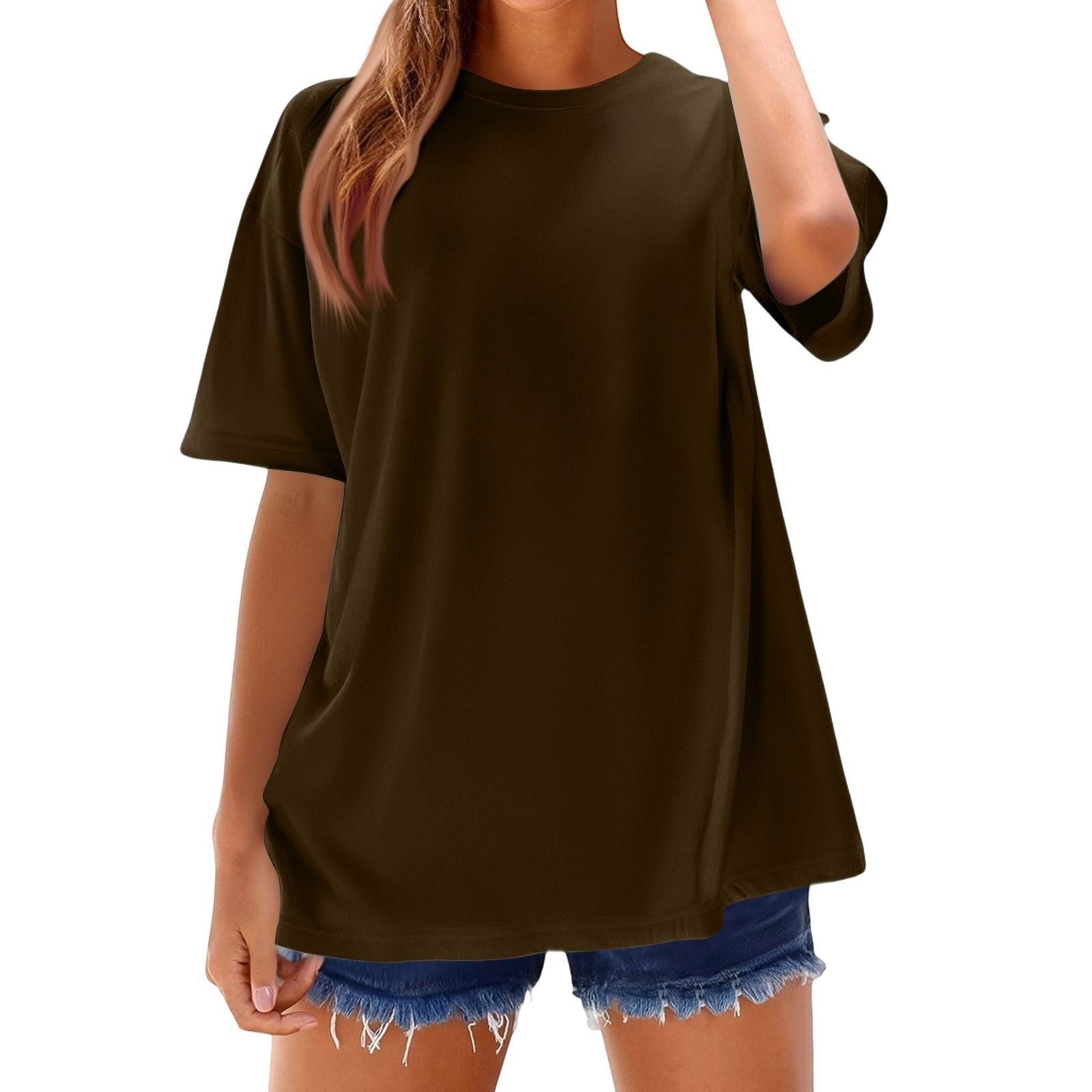 Fashion Color T Shirts For Women Summer Short Sleeve Tops Loose Scook Neck Blouse Tops XXL коричневий
Fashion Color T Shirts For Women Summer Short Sleeve Tops Loose Scook Neck Blouse Tops XXL коричневий