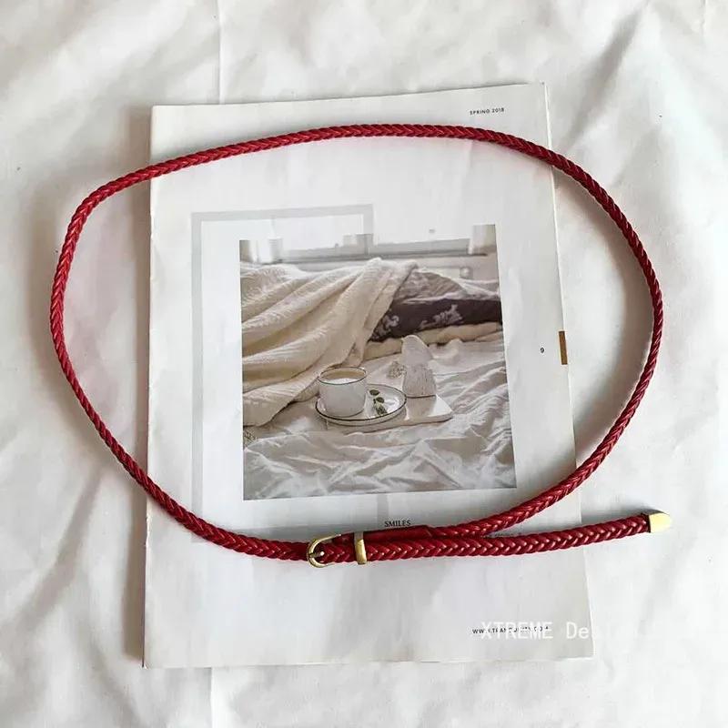 102CM Braided Leather Belt Women Thin Waist Belt Black Red White Pink Ladies Pu Leather Strap Pin Bucklet Female Belts 102CM
102CM Braided Leather Belt Women Thin Waist Belt Black Red White Pink Ladies Pu Leather Strap Pin Bucklet Female Belts 102CM