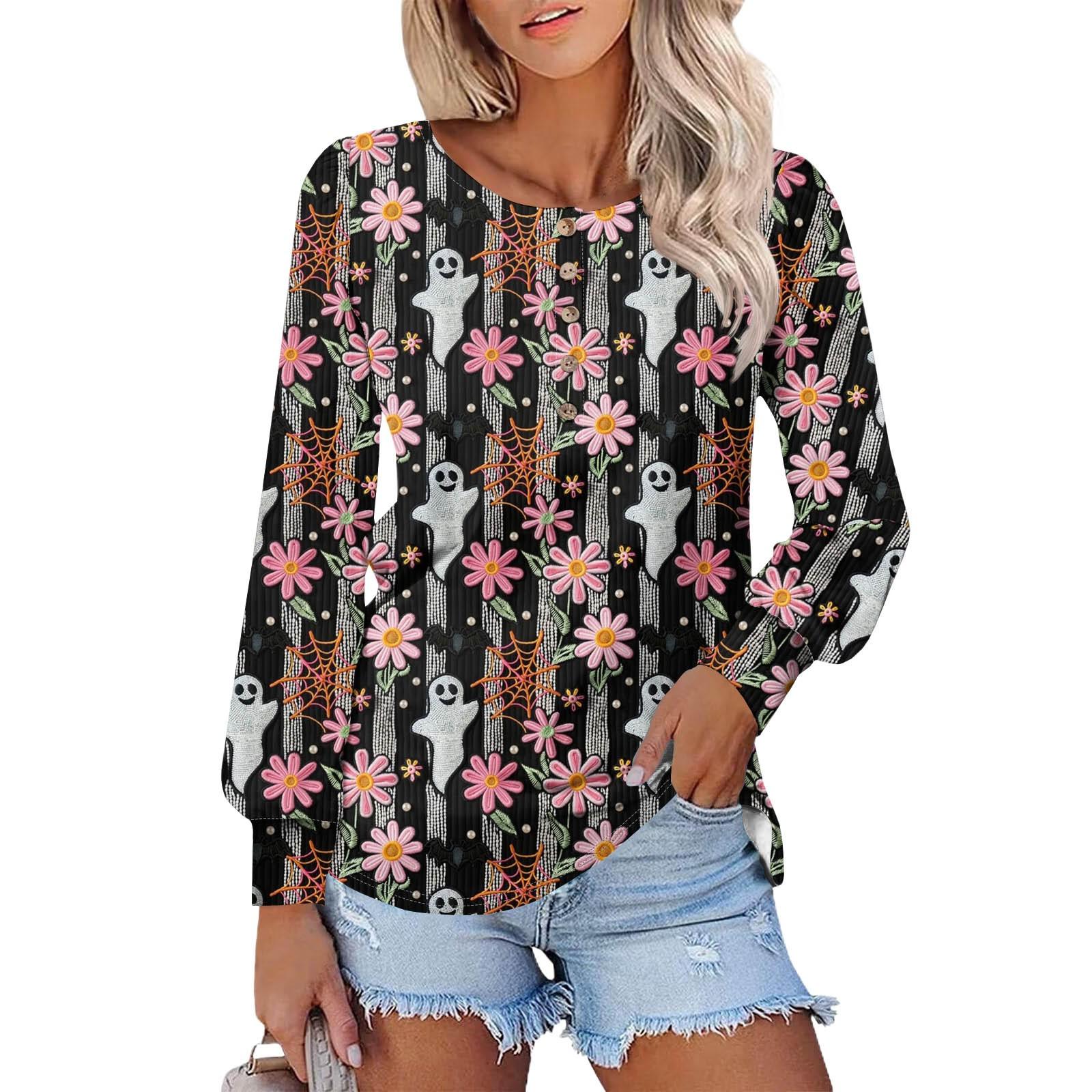 Женские футболки с длинным рукавом и круглым вырезом, принты на Хэллоуин, рубашки с рукавами-фонариками, блузки на пуговицах, топы S
Женские футболки с длинным рукавом и круглым вырезом, принты на Хэллоуин, рубашки с рукавами-фонариками, блузки на пуговицах, топы S