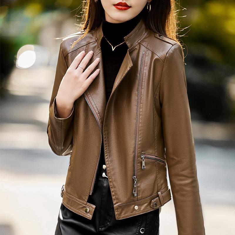 Spring New Genuine Leather Jacket Women s Sheepskin Short Slim Leather Jacket Motorcycle Stand Collar Jacket M
Spring New Genuine Leather Jacket Women s Sheepskin Short Slim Leather Jacket Motorcycle Stand Collar Jacket M