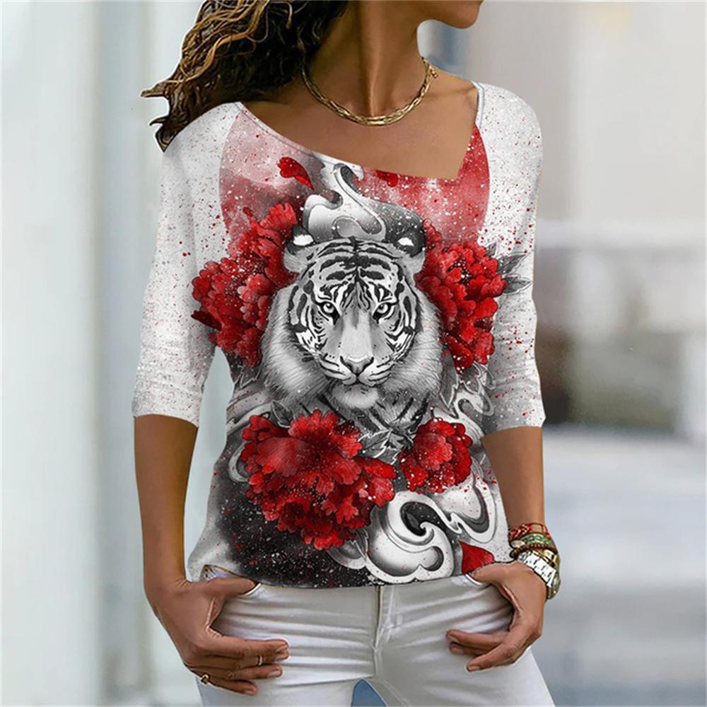 Женские футболки с модным повседневным принтом 3D тигров и цветов, с косым вырезом горловины и длинным рукавом XS
Женские футболки с модным повседневным принтом 3D тигров и цветов, с косым вырезом горловины и длинным рукавом XS