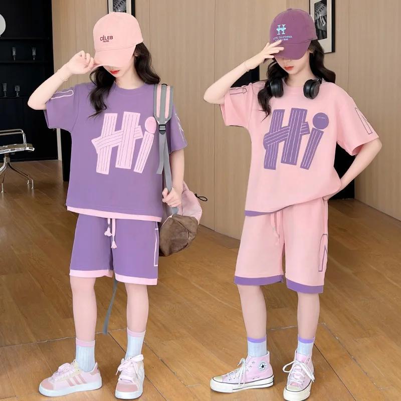 Girls Loose T-Shirts Sets Summer New Kids Short Sleeve Tops+Shorts 2Pcs Teen Letter Print Suits Children Clothes Casual Outfits 160
Girls Loose T-Shirts Sets Summer New Kids Short Sleeve Tops+Shorts 2Pcs Teen Letter Print Suits Children Clothes Casual Outfits 160