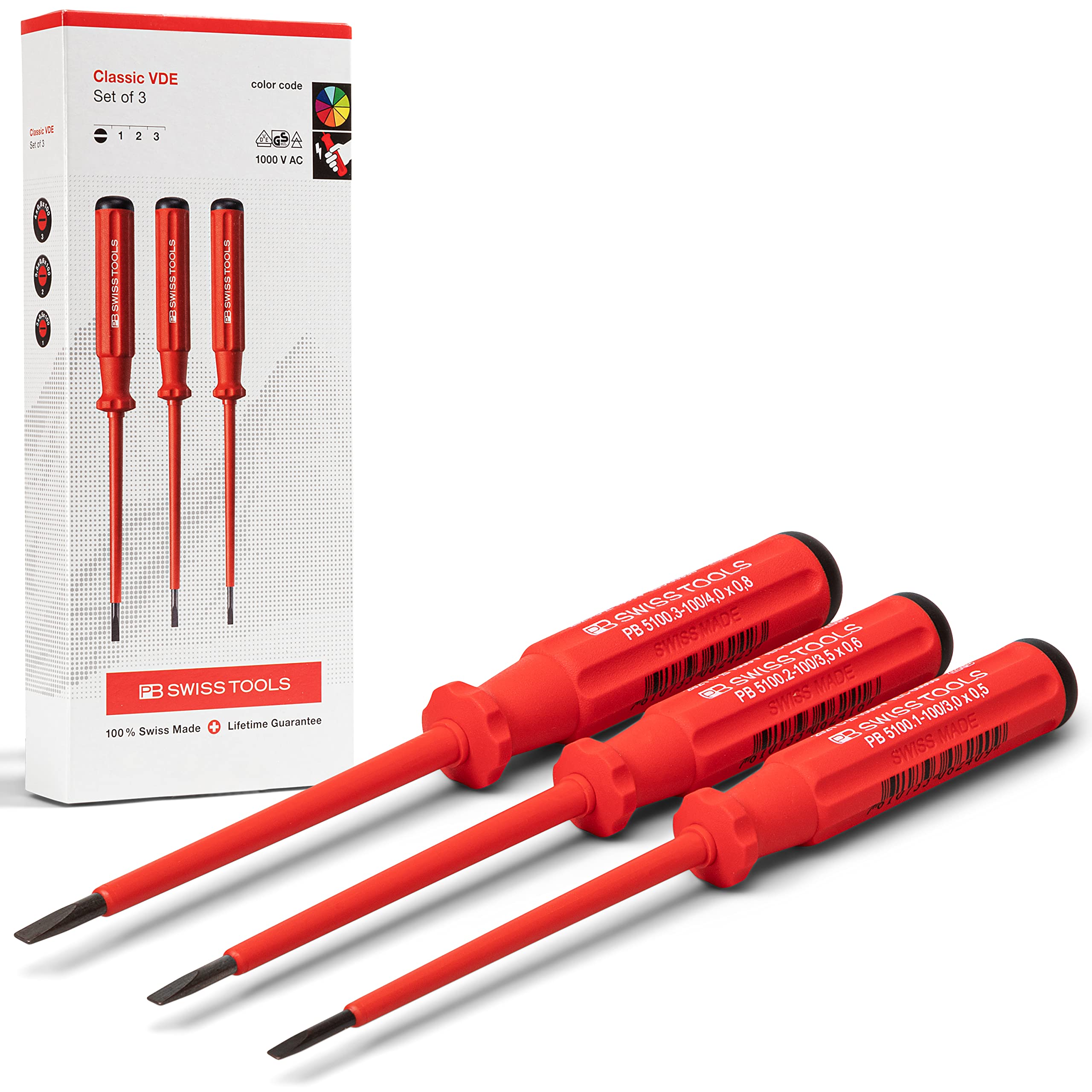 PB SWISS TOOLS 3 Piece Swiss Grip Classic Type Insulated Flathead Screwdriver Set Paper Box 5539.CBB
PB SWISS TOOLS 3 Piece Swiss Grip Classic Type Insulated Flathead Screwdriver Set Paper Box 5539.CBB