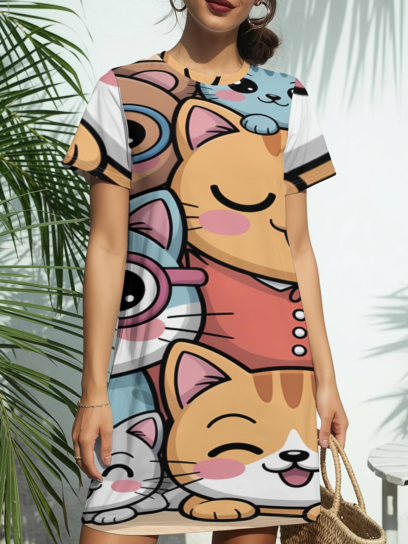 New Women S Round Neck Short Sleeve T-Shirt Dress with Stacked Bear Print. Featuring American Trendy Digital Printing. Perfect for Casual Spring And S S дубильна кора
New Women S Round Neck Short Sleeve T-Shirt Dress with Stacked Bear Print. Featuring American Trendy Digital Printing. Perfect for Casual Spring And S S дубильна кора