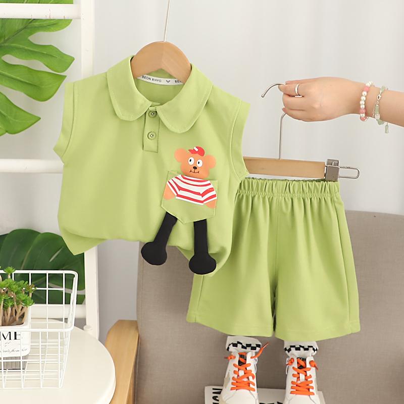 Children s Summer sleeveless Set Boys pocket Teddy Bear Top casual Shorts Boys baby Cute Two-piece set S зелений
Children s Summer sleeveless Set Boys pocket Teddy Bear Top casual Shorts Boys baby Cute Two-piece set S зелений