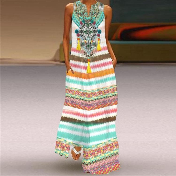 Summer Women s V Neck Long Sleeveless Dress with Pockets Digital Print Size S To 5XL S
Summer Women s V Neck Long Sleeveless Dress with Pockets Digital Print Size S To 5XL S