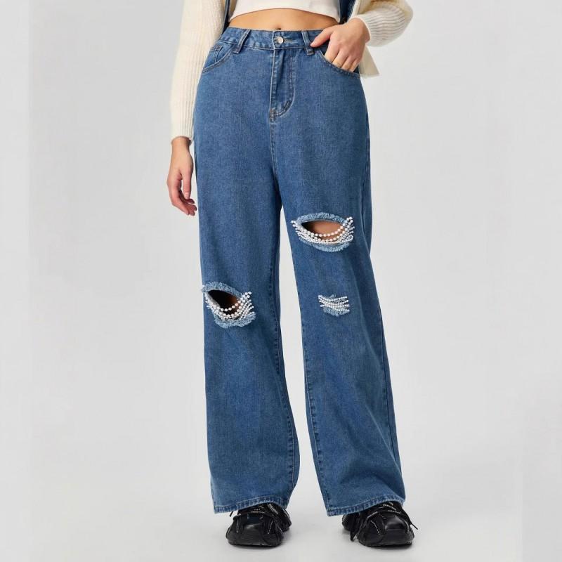 Denim Women s Clothes Ins Style Pearl Decoration Loose Wide-leg Pants JEANS High Waist 2XL темно-синього кольору
Denim Women s Clothes Ins Style Pearl Decoration Loose Wide-leg Pants JEANS High Waist 2XL темно-синього кольору