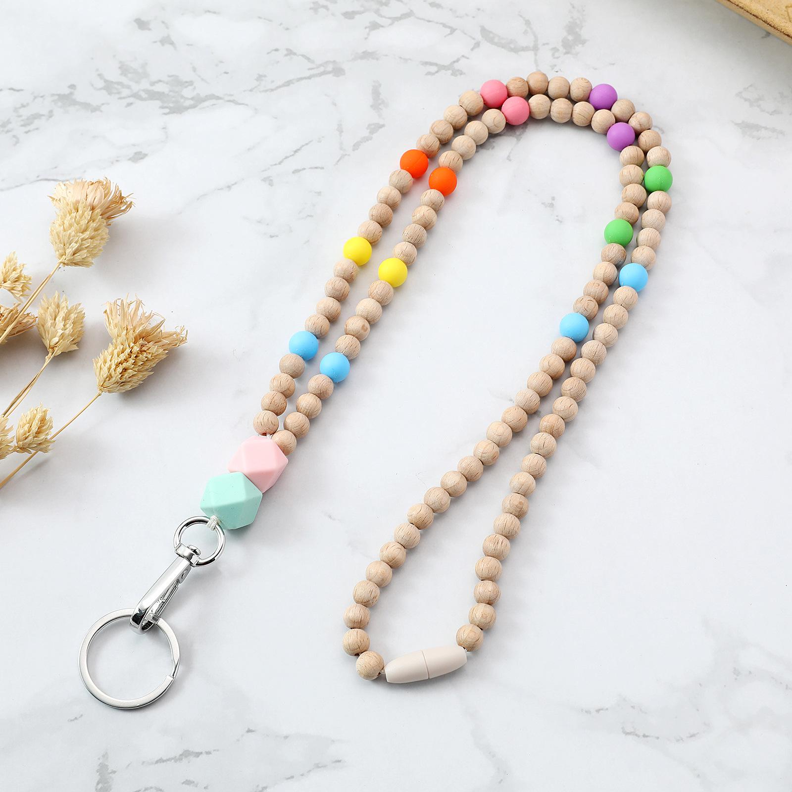 Silicone Wood Bead Keychain Lanyard with Retractable Buckle Necklace - Bohemian Style
Silicone Wood Bead Keychain Lanyard with Retractable Buckle Necklace - Bohemian Style