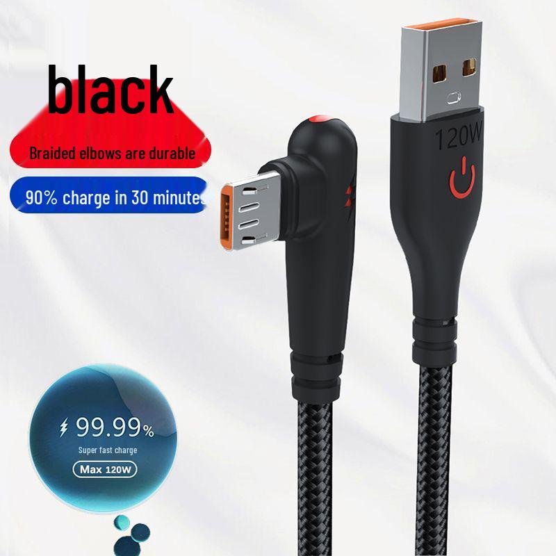 120W Cross-border Braided Android Data Cable: Angled Connector for Huawei, Vivo, Oppo, Meizu with 6A Flash Charging
120W Cross-border Braided Android Data Cable: Angled Connector for Huawei, Vivo, Oppo, Meizu with 6A Flash Charging