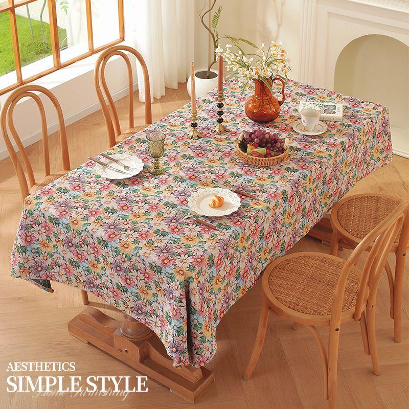 Фантазийная Американская Ретро Романтическая Обеденная Скатерть Тканевая Ручная Работа Скатерть для Кофейного Столика Прямоугольная Жаккардовая Скатерть Пасторальный Стиль Живопись Маслом Универсальная Linglong Tablecloth 40-60cm