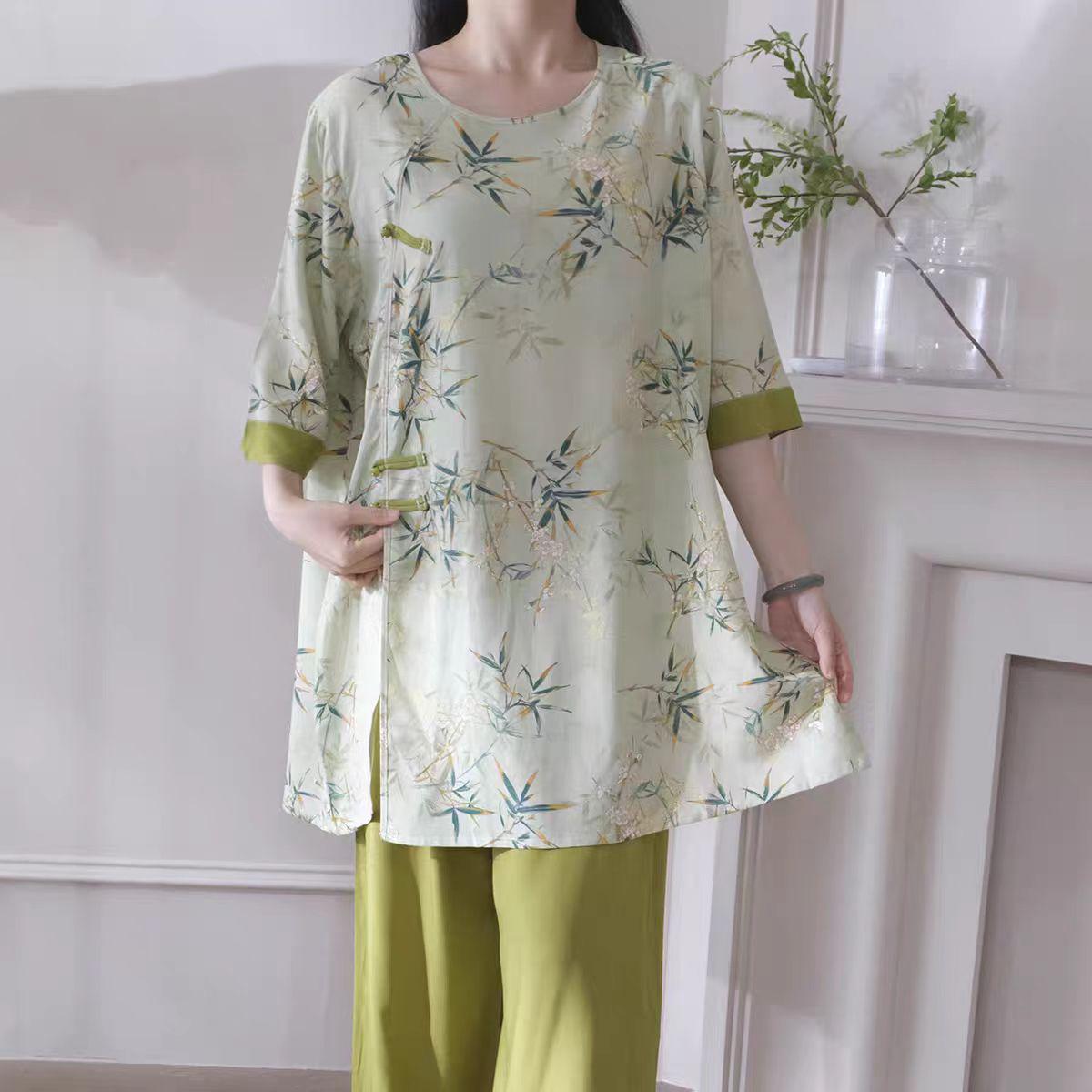 Women s Summer Lyocell Cotton Pajama Set: Chic National Wind Design, Wearable Outside, Luxurious Feel One Size (Fits 85-160cm)
Women s Summer Lyocell Cotton Pajama Set: Chic National Wind Design, Wearable Outside, Luxurious Feel One Size (Fits 85-160cm)