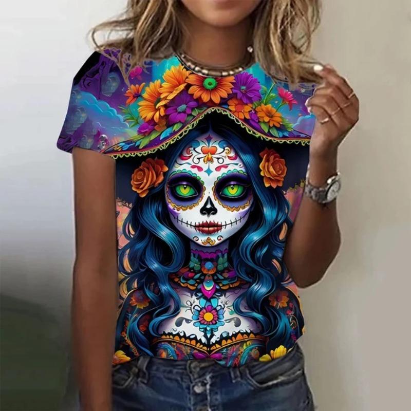 Women s 3D T-shirt for Girls Summer Short Sleeve Casual Fashion Sexy Girls Clothes Horror Undead Skull Pattern oversized T-shirts S
Women s 3D T-shirt for Girls Summer Short Sleeve Casual Fashion Sexy Girls Clothes Horror Undead Skull Pattern oversized T-shirts S