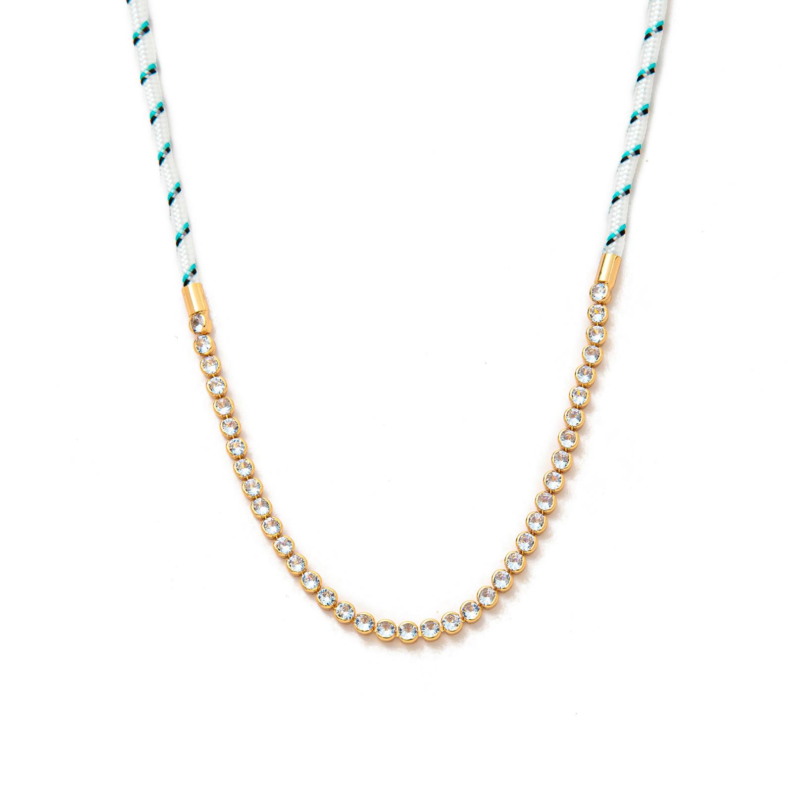 Off-White Brown Weave Necklace With Diamond Gold Chain Splicing Light Luxury Party Eye-Catching Collarbone Chain Female
Off-White Brown Weave Necklace With Diamond Gold Chain Splicing Light Luxury Party Eye-Catching Collarbone Chain Female