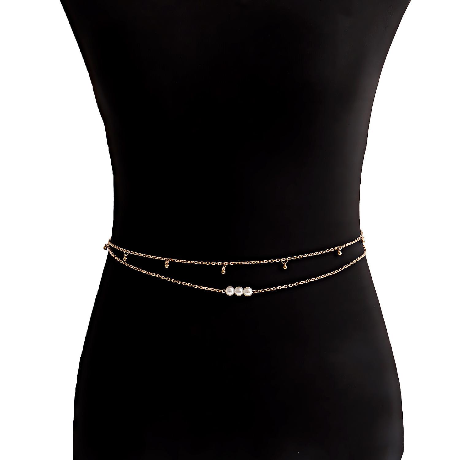 Xiaoxiangfeng double-layer simple imitation pearl alloy round bead waist chain belt female waist bead золотий
Xiaoxiangfeng double-layer simple imitation pearl alloy round bead waist chain belt female waist bead золотий